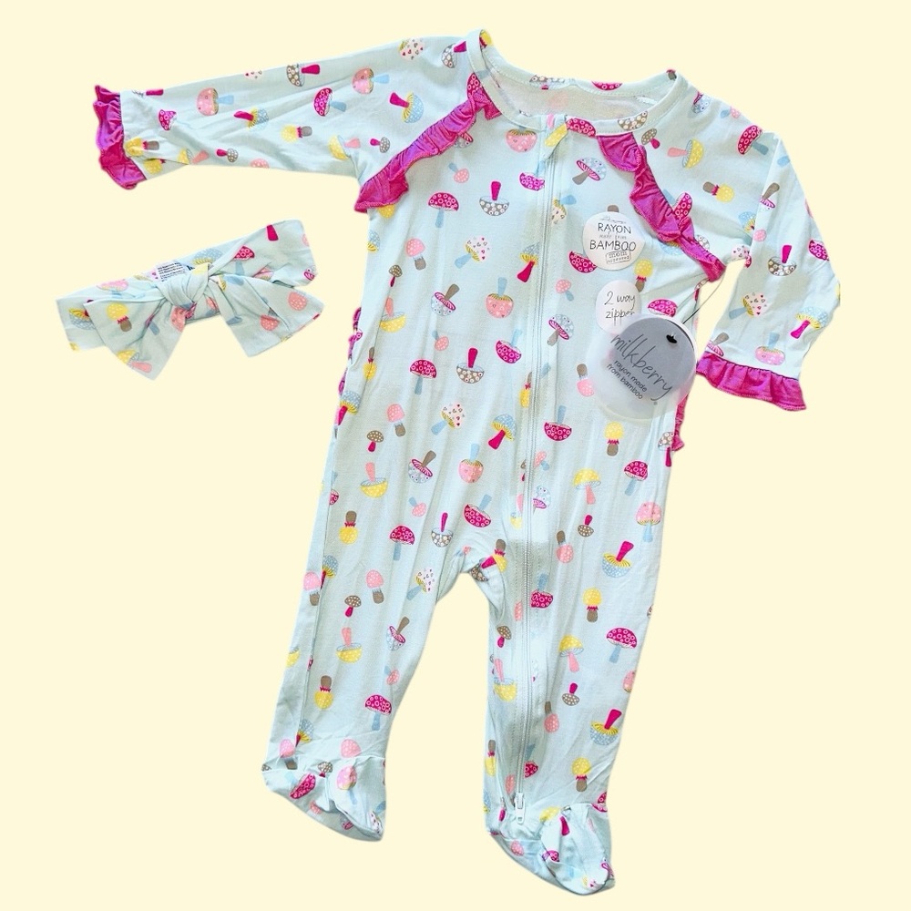 NWT Milkberry Ruffle Bamboo Footie